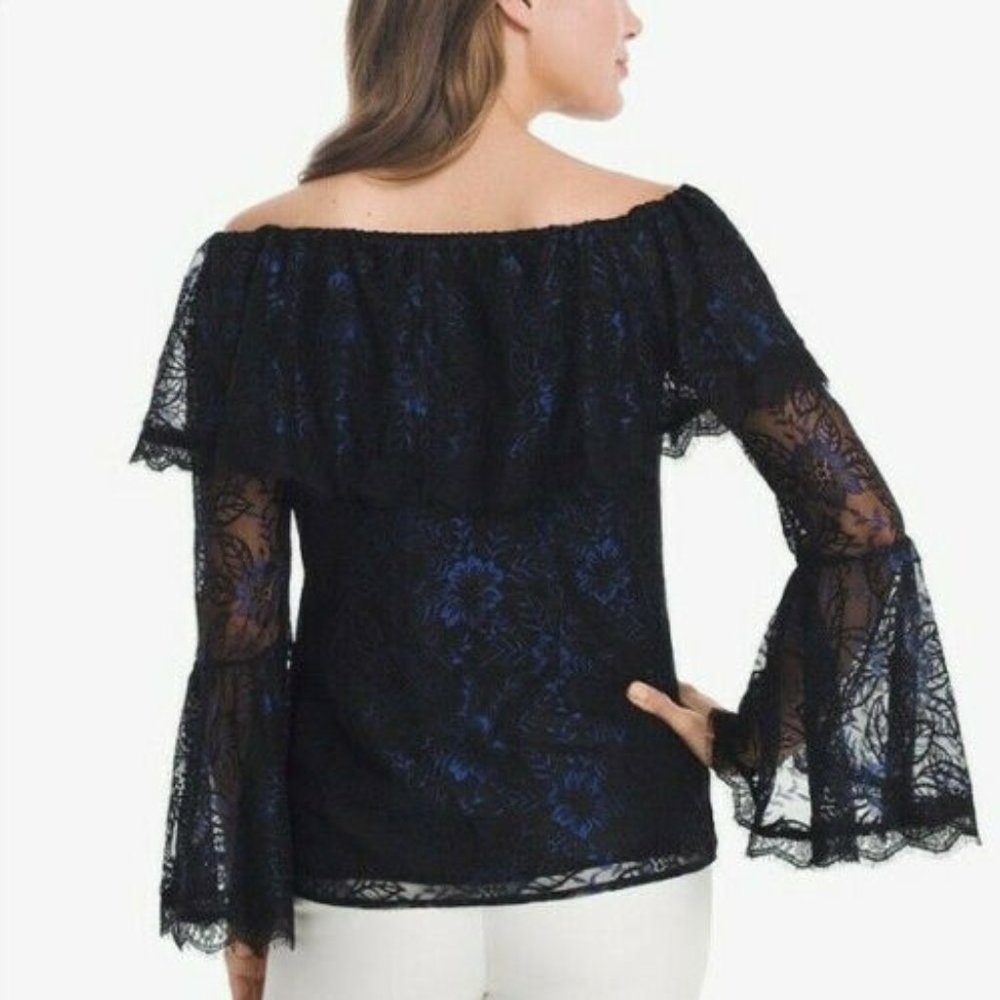 ✨BOGO White House Black Market Off the Shoulder Lace Top Size 8 WHBM H12486 - Picture 11 of 12